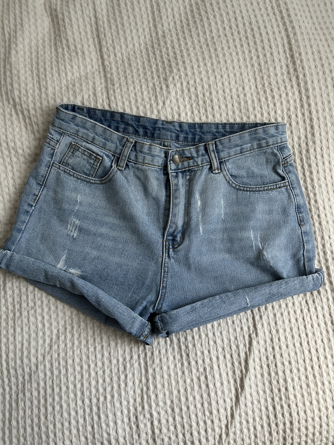 Light Wash Denim Shorts - photo 3