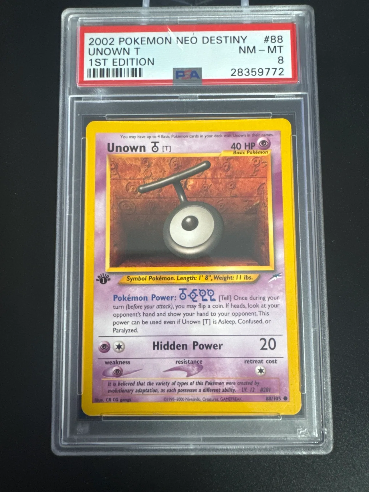 Unown T - 1st Edition - PSA 8 thumbnail