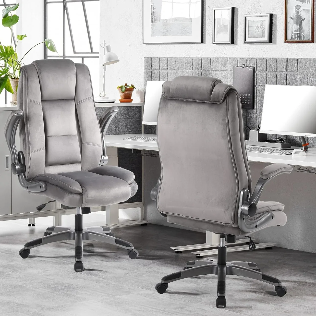 Grey Velvet Executive Office Chair ▫️BRAND NEW▫️ image indicator(5)