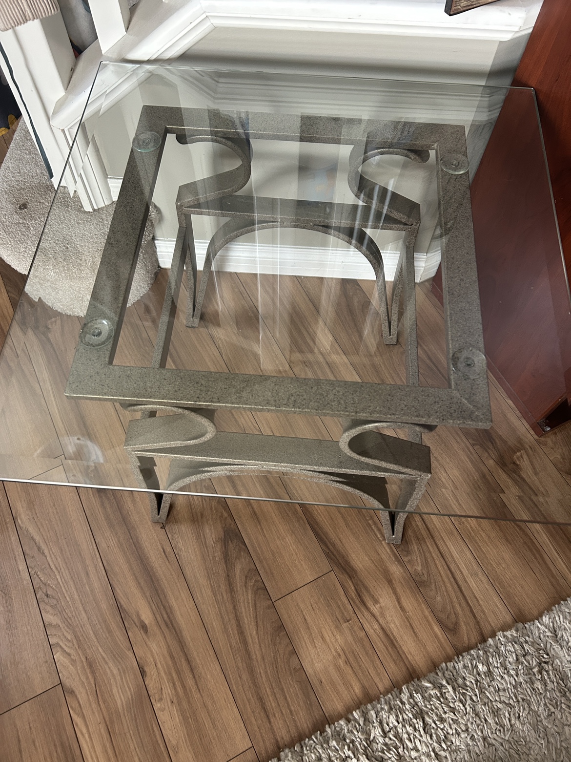 Glass and Metal End Table - photo 2