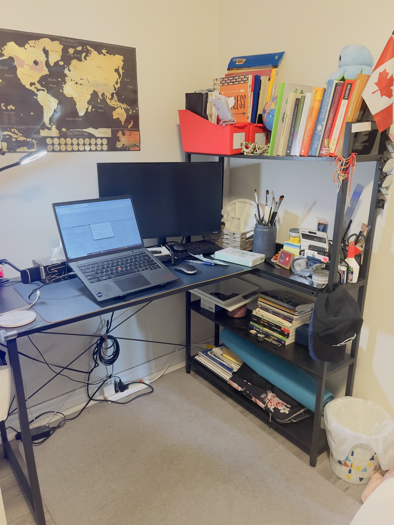 Black Desk With Shelf Unit