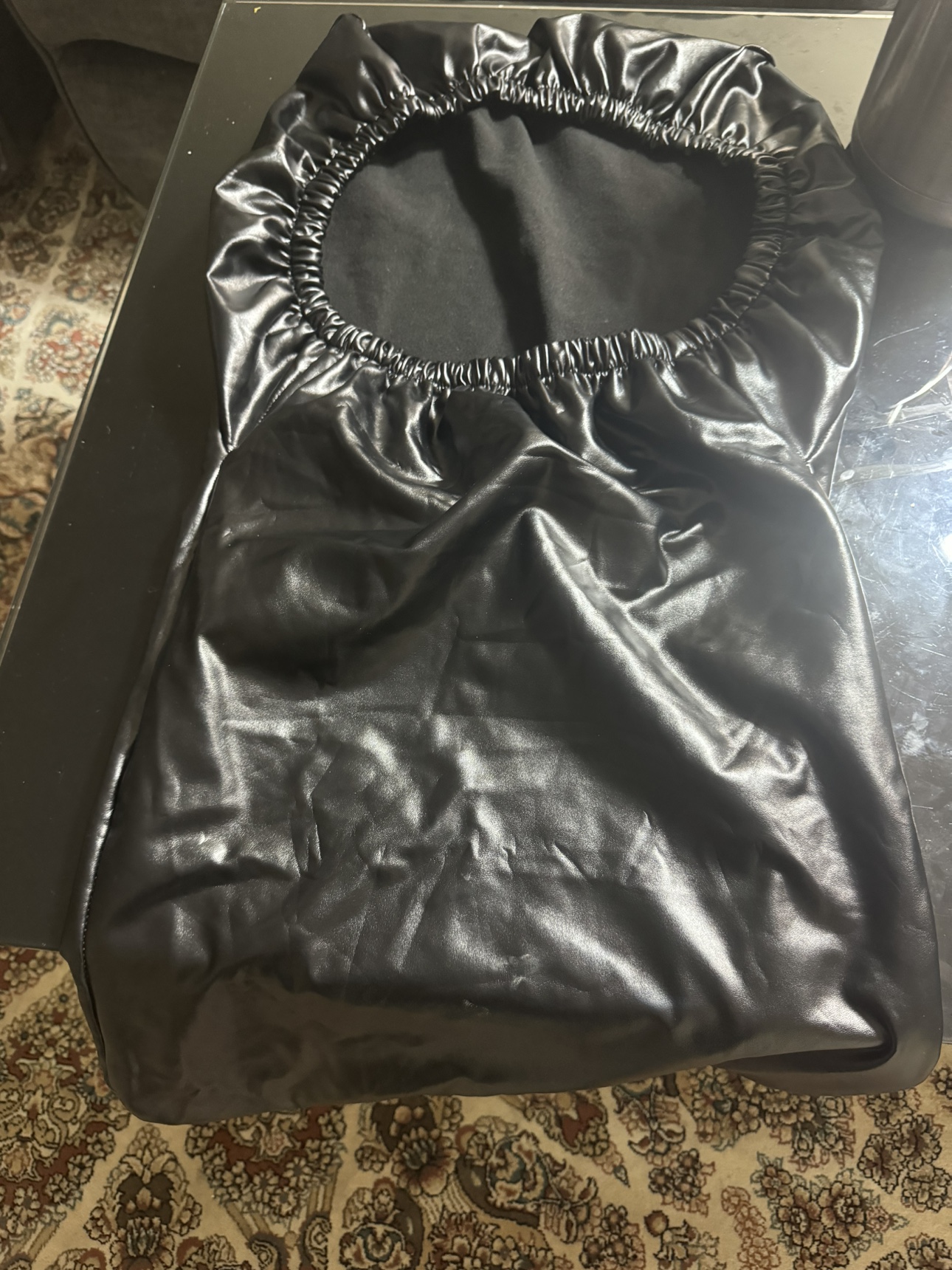 Black Faux Leather Chair Cover