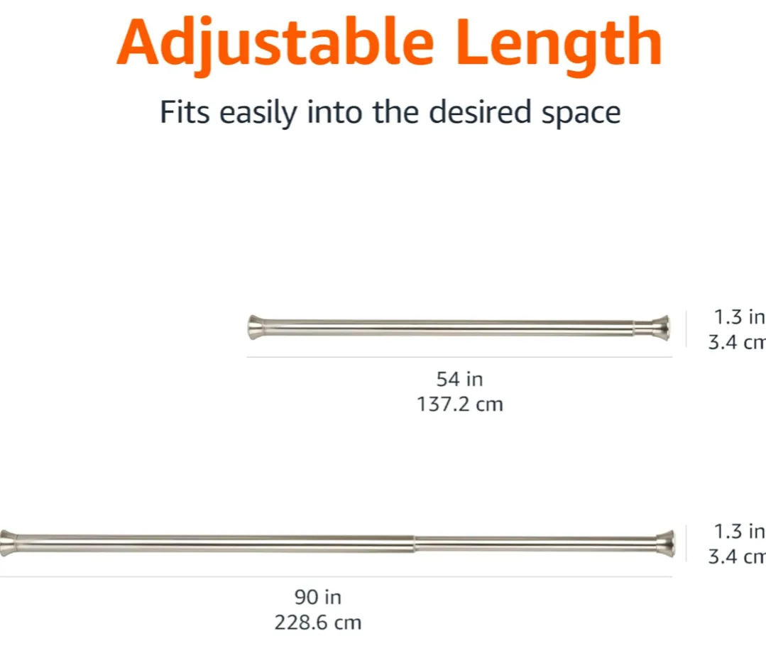 Adjustable Tension Curtain Rod (54"-90" Nickel Finish) image indicator(5)