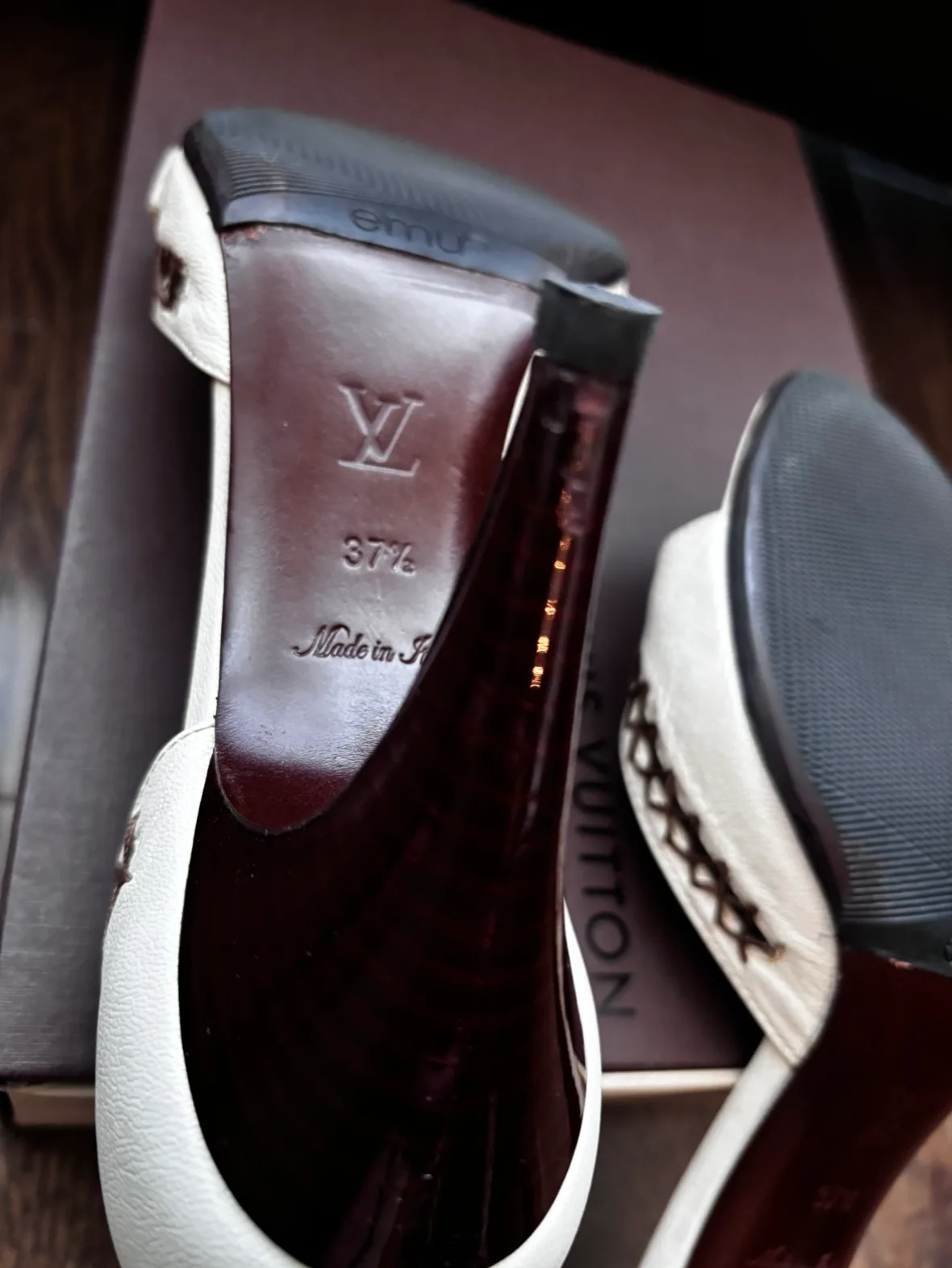 Louis Vuitton White Leather Heels image indicator(5)