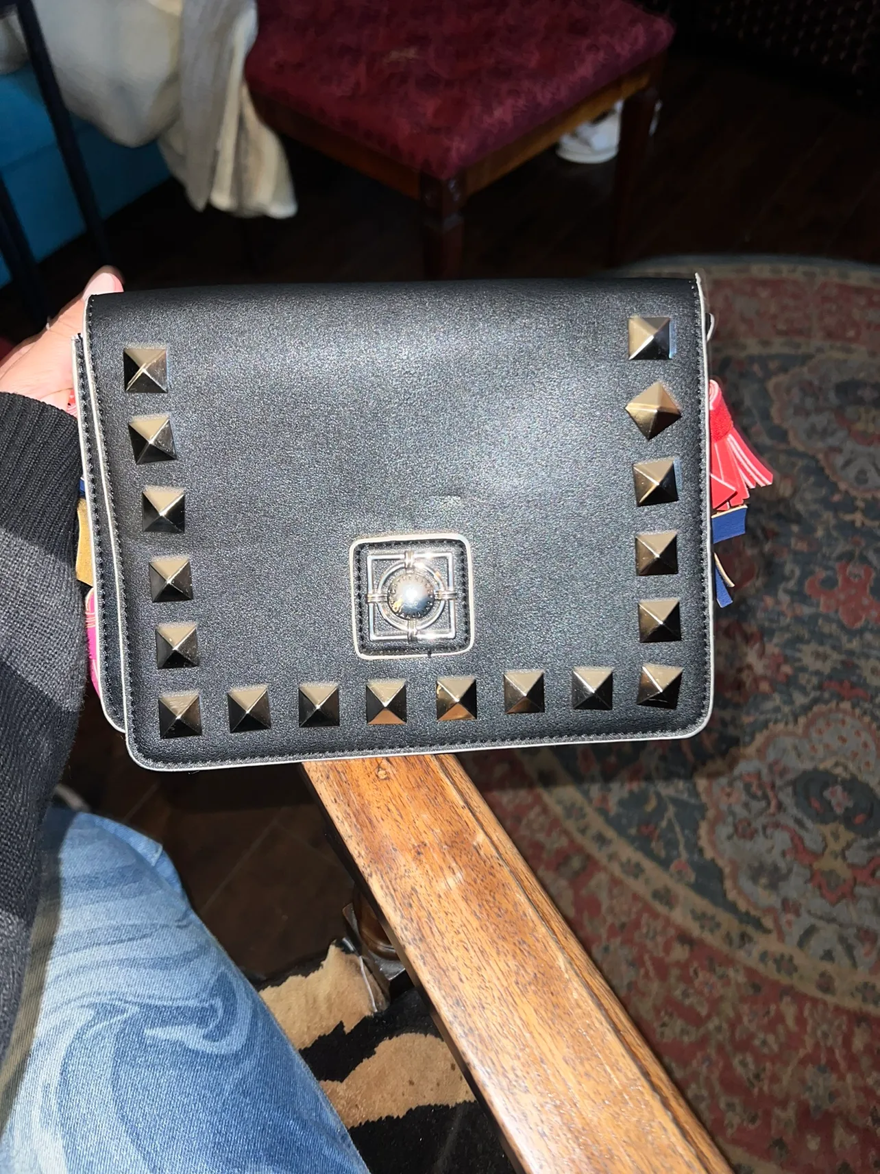 Black/colorful Studded Crossbody Bag thumbnail
