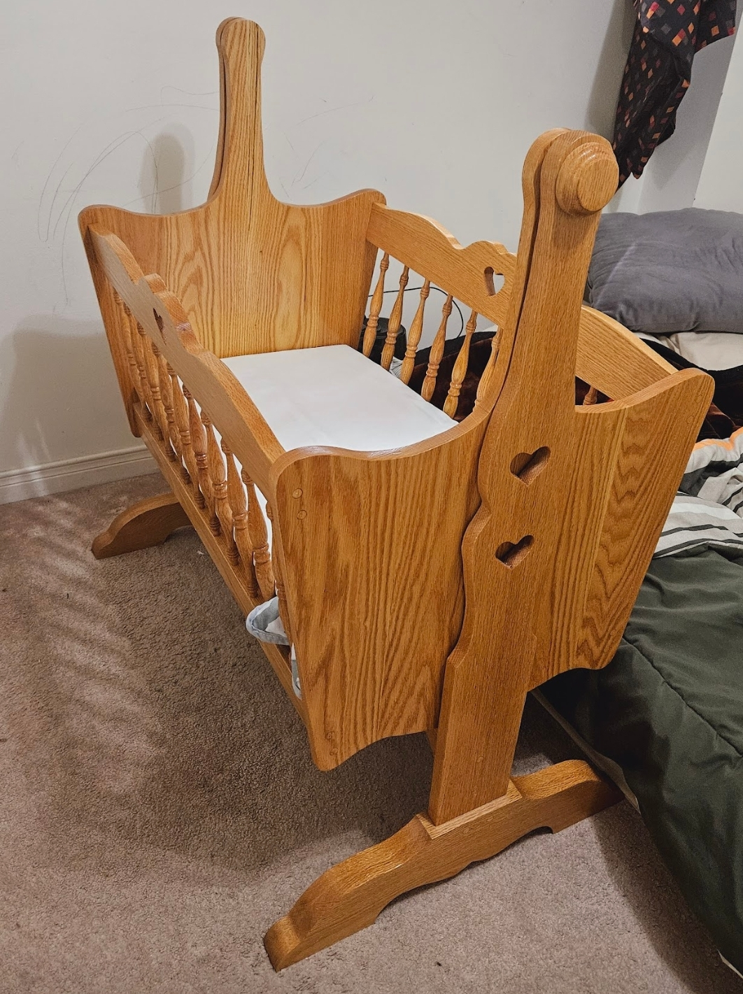 Solid Wood Baby Rocking Cradle