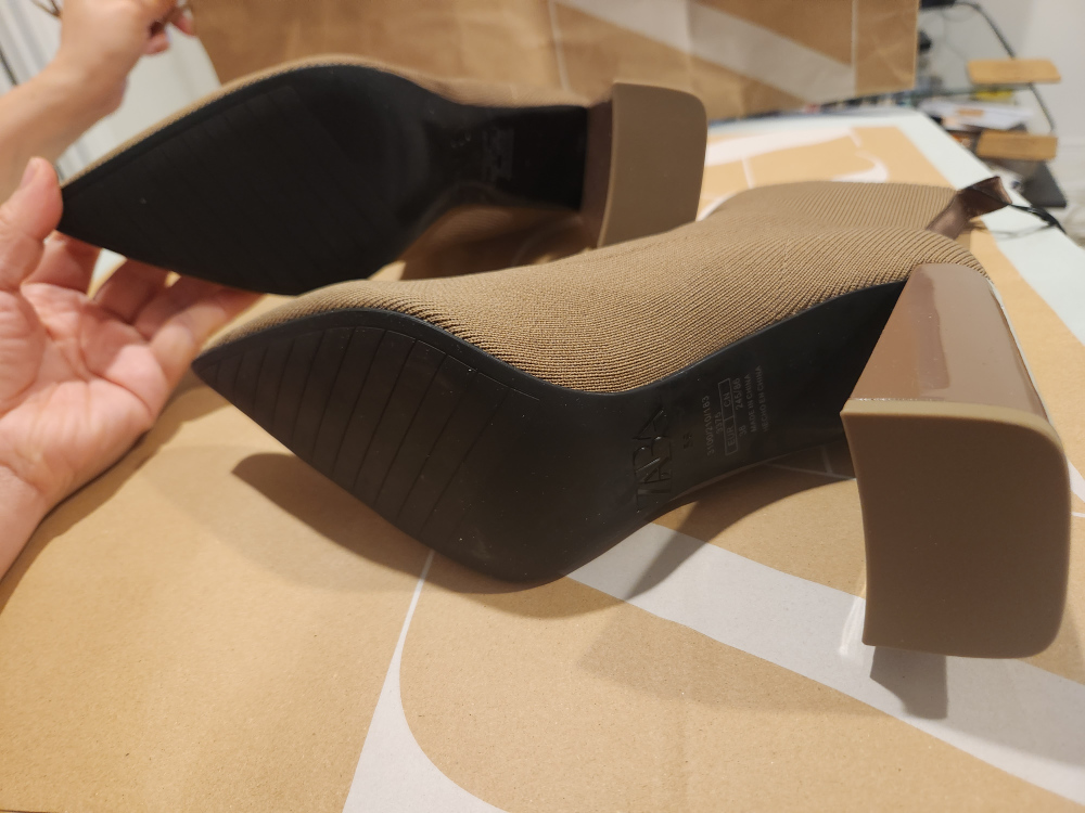 Zara Camel Tone Sock Ankle Boots - photo 4