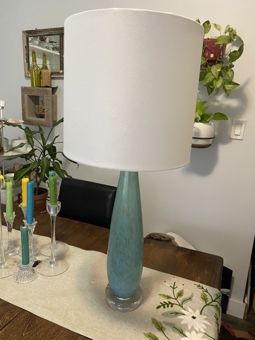 Teal Glass Table Lamp