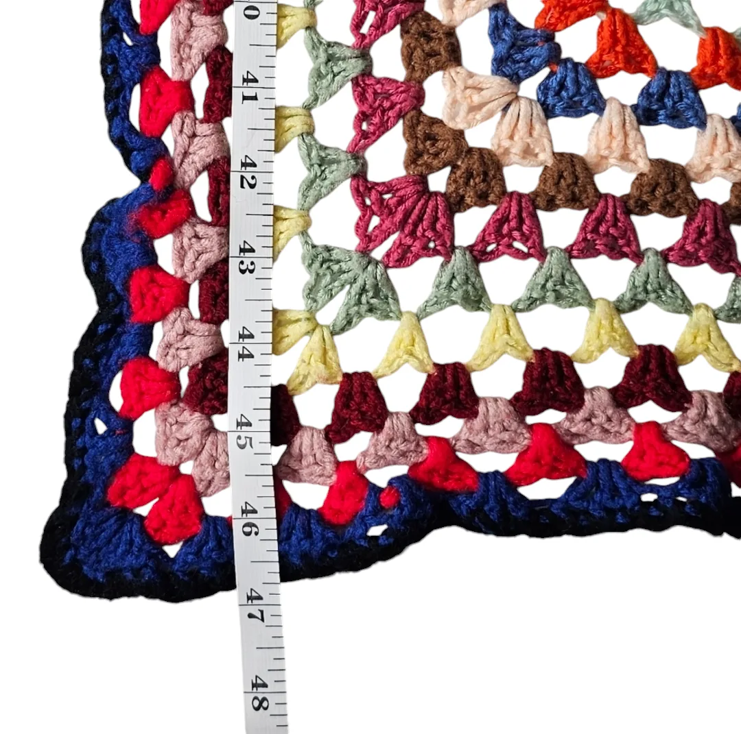 Vintage Handmade Rainbow Coloured Crochet Blanket image indicator(3)