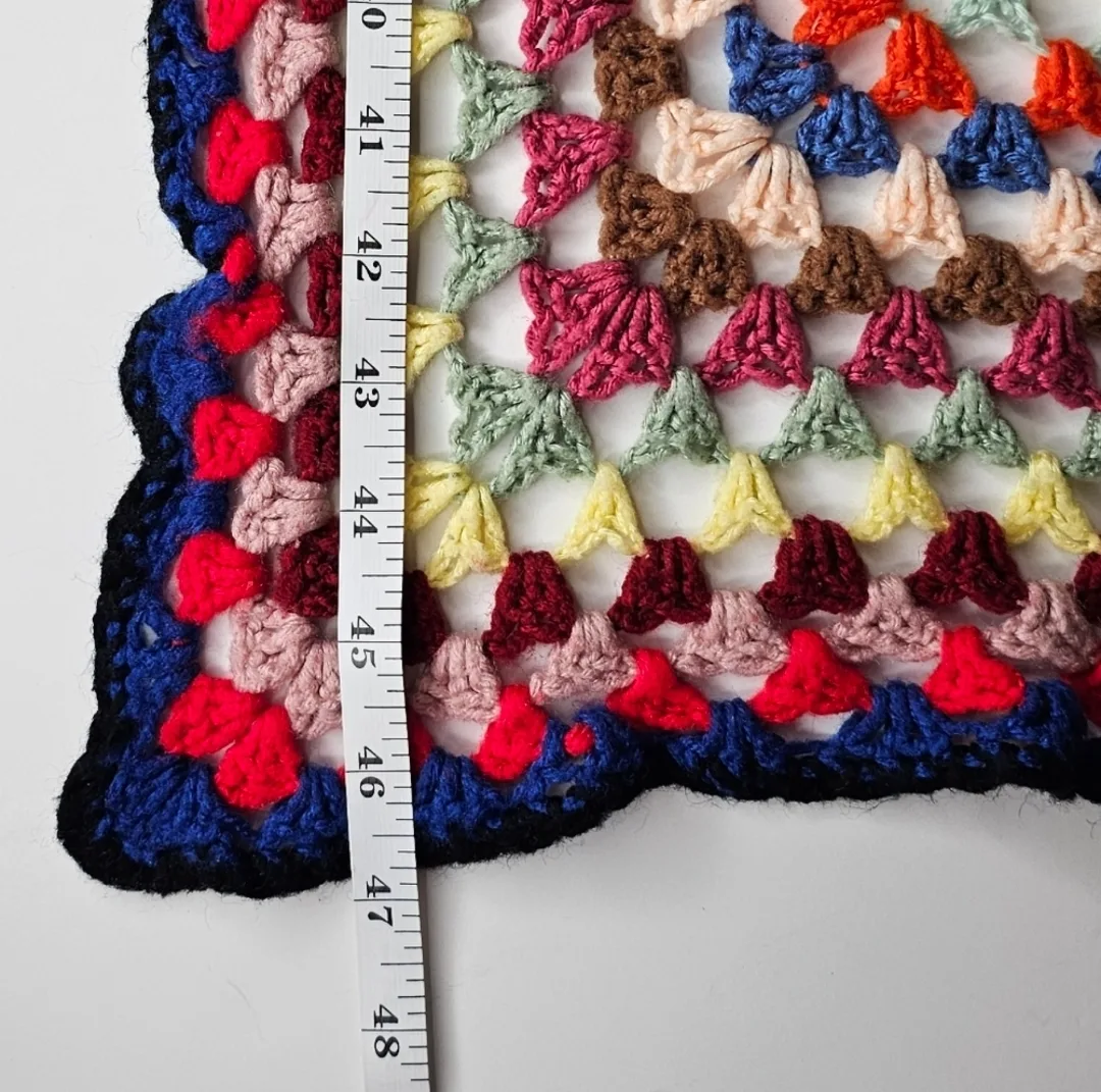 Vintage Handmade Rainbow Coloured Crochet Blanket image indicator(5)