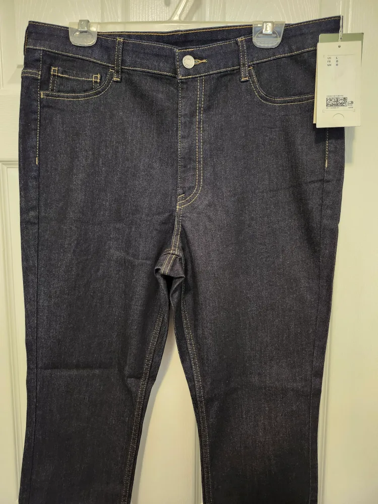 New H&M Women's Dark Blue High-Rise Jeggings - Size L image indicator(5)