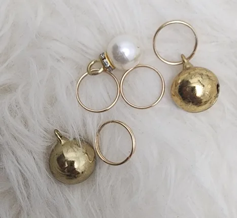 Gold Bells and Faux Pearl Charm for dogs/cats thumbnail