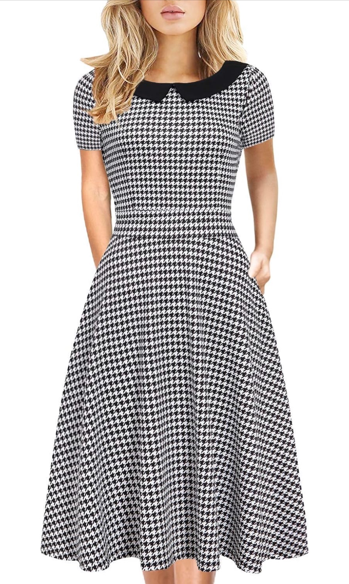NEW! HELYO Elegant Houndstooth Dress with Pockets