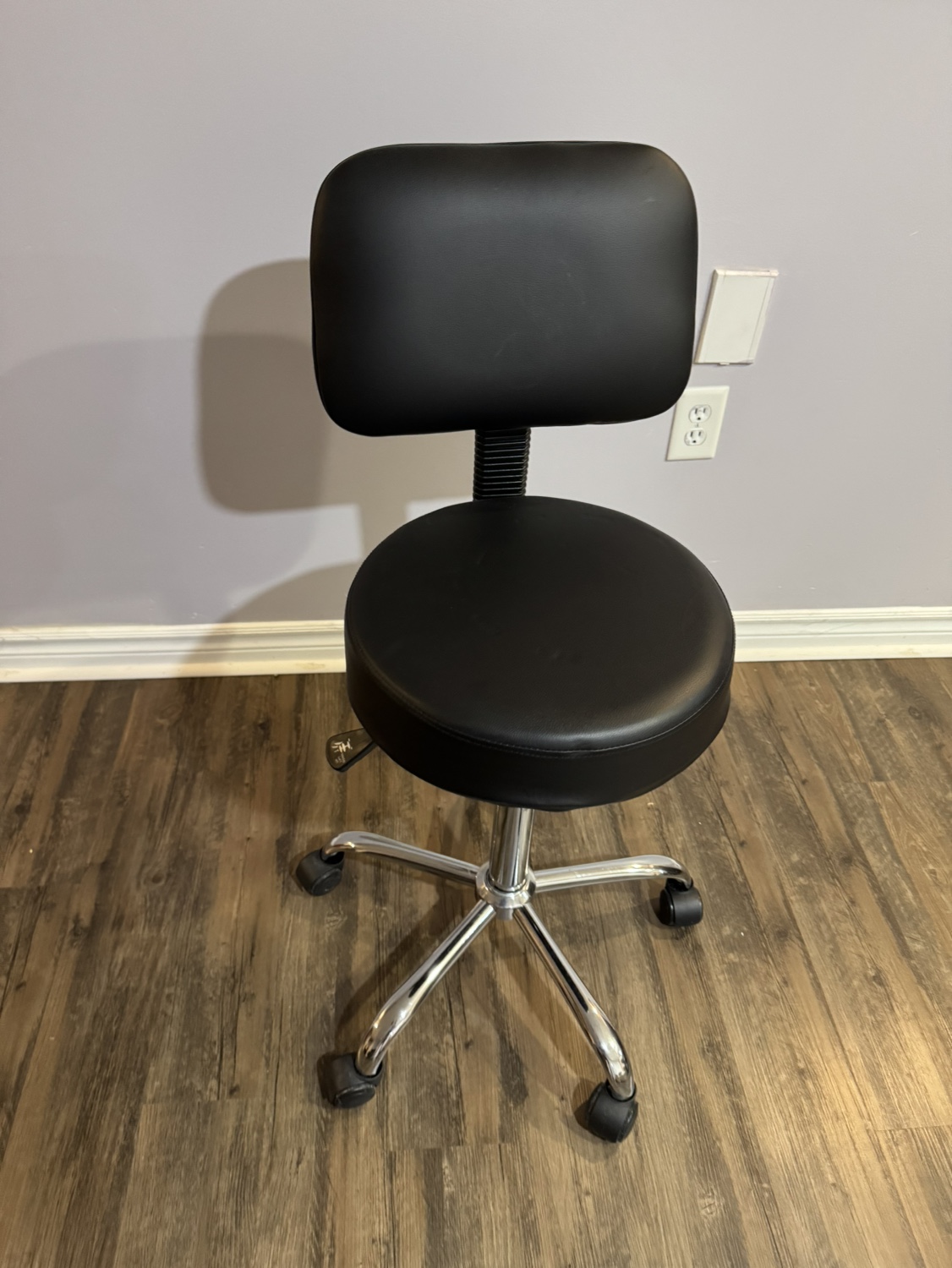 Black Rolling Chair with Backrest