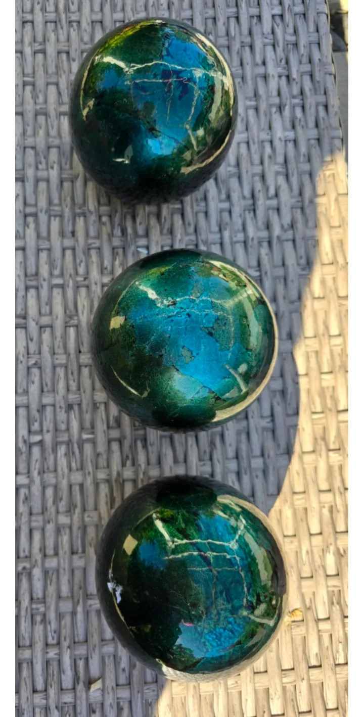 Set of 3 Green Ceramic Orbs image indicator(3)