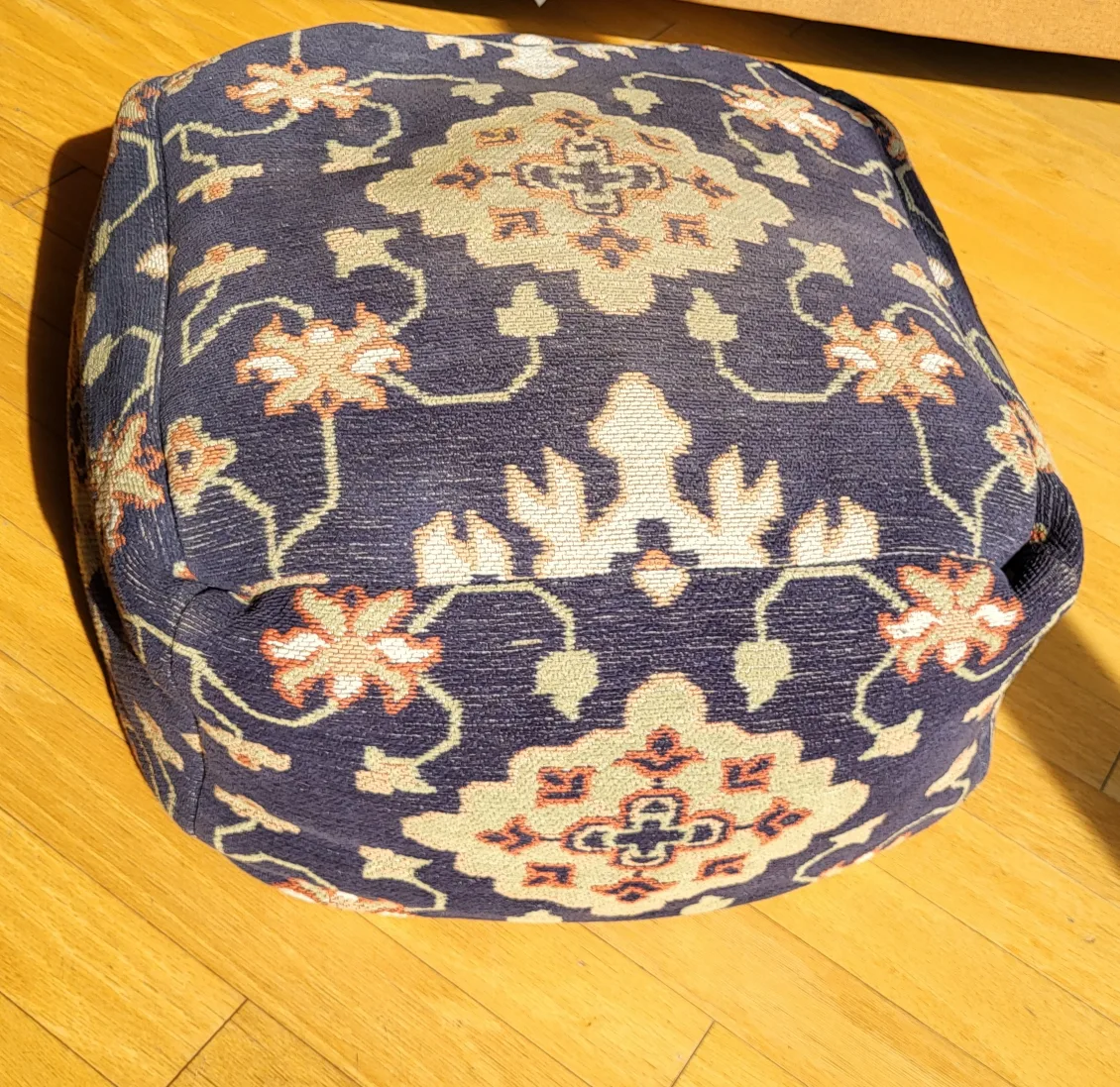 Stylish Floral Blue Ottoman Foot Stool Pouf Cozy Seat Bean Bag thumbnail