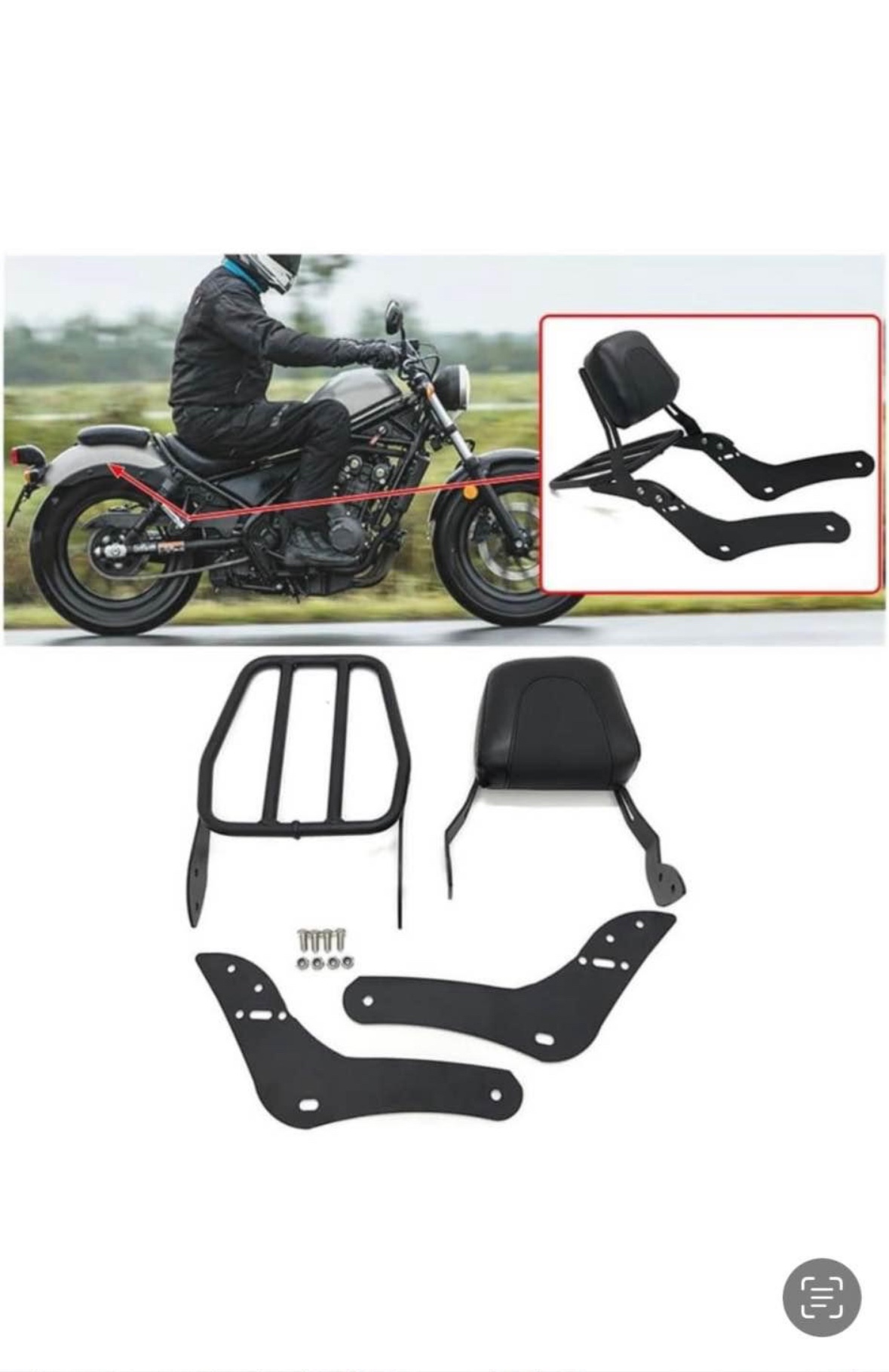 Motorcycle Luggage Rack and Passenger Backrest Set