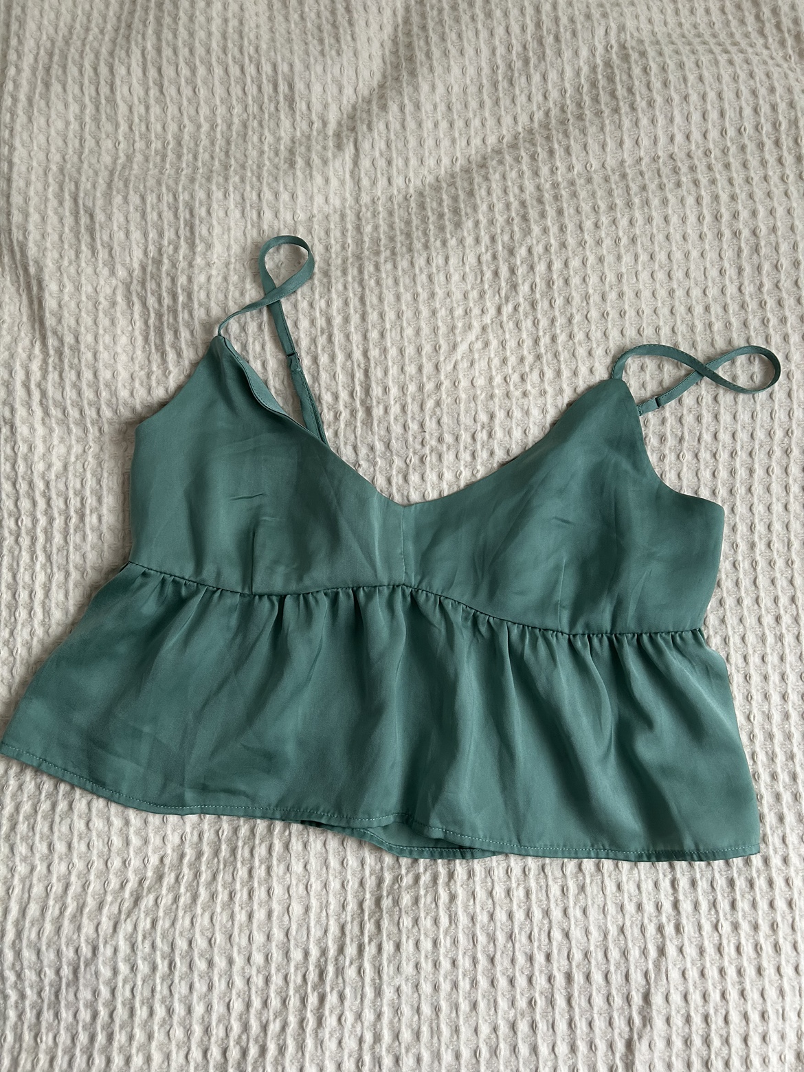 Green Satin Cami Top