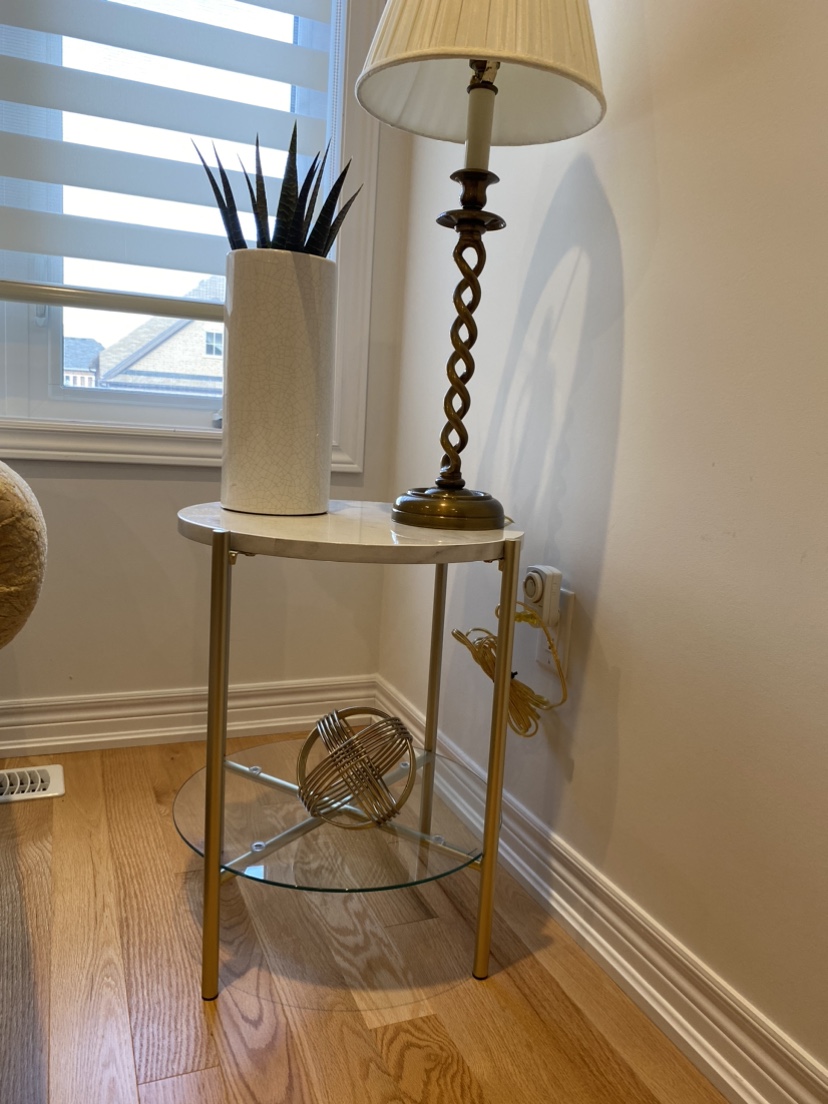 Faux Marble Round End Table