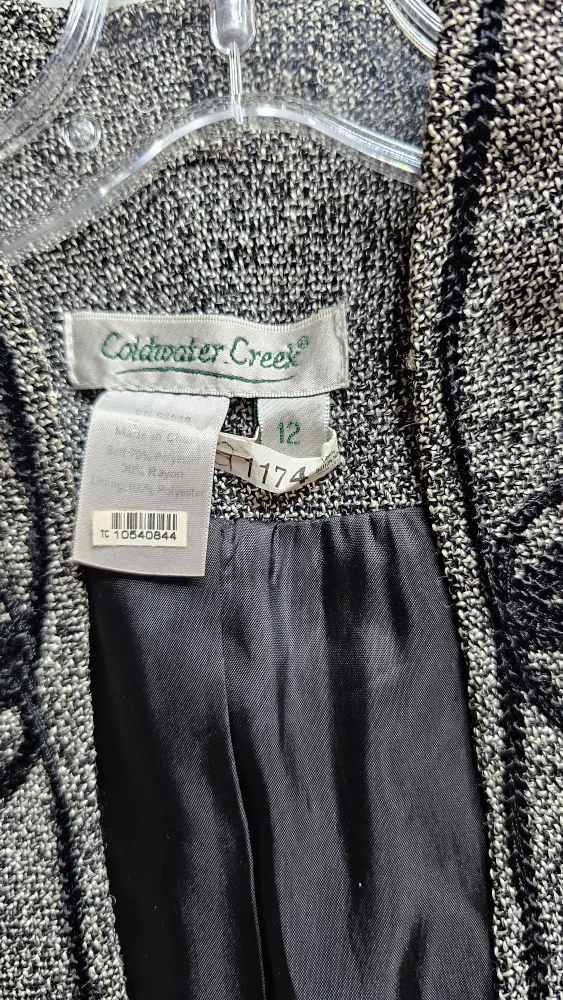 Coldwater Creek Black & White Tweed Blazer women's size 12 image indicator(5)