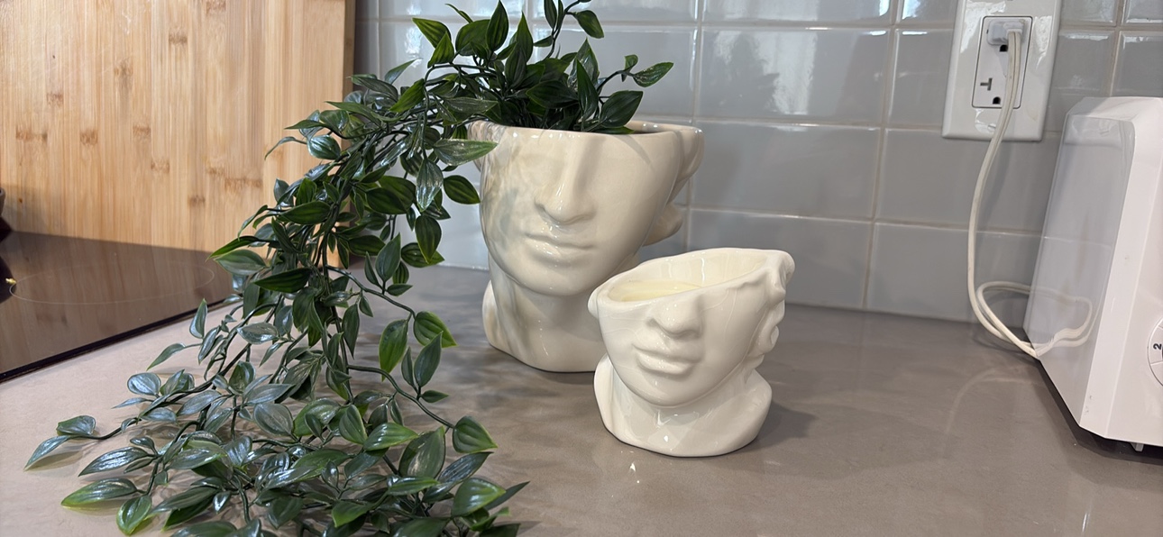 White Ceramic Bust Planters