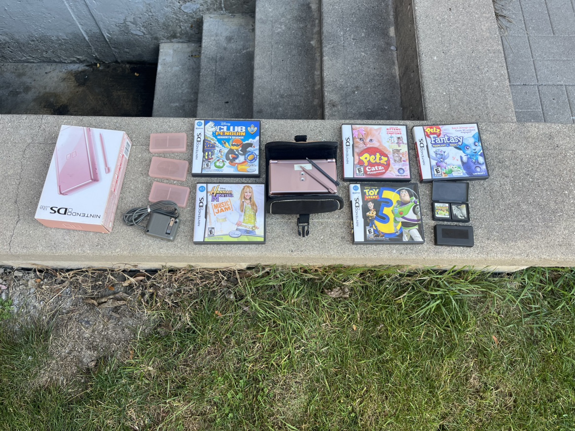 Nintendo DS Pink Bundle with Games and Accessories