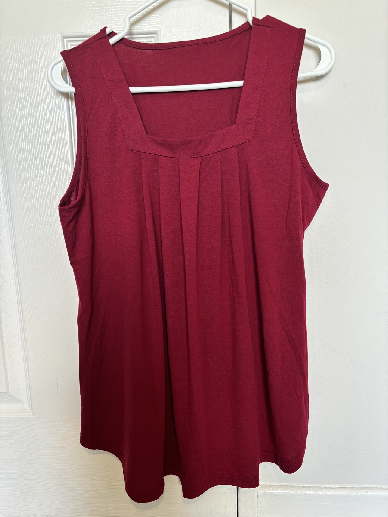 Red sleeveless top