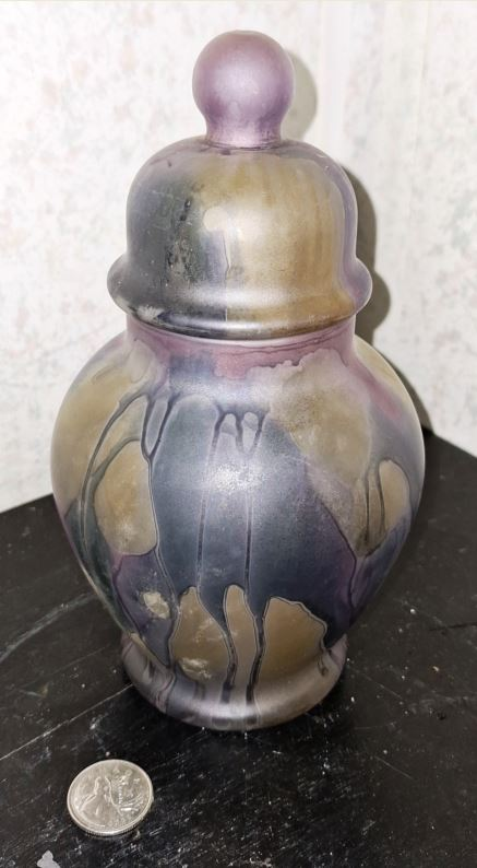 25 Rueven hand painted Nouveau Art Glass Urn