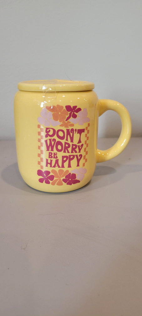 Yellow Ceramic Mug with Lid #freecycle