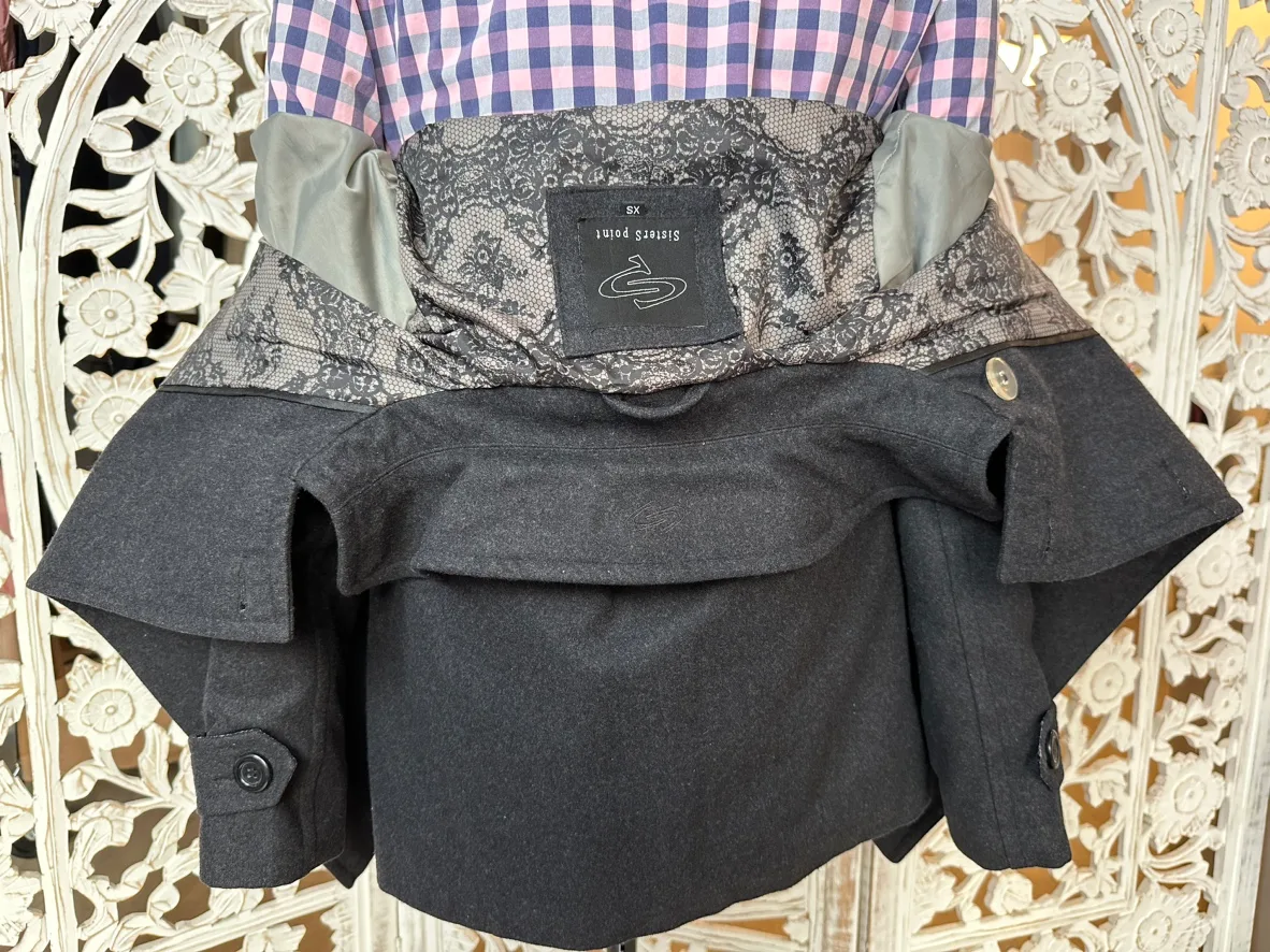 🧡 Peacoat Crop military Jacket XS S Double Breasted Flare Lady's image indicator(8)