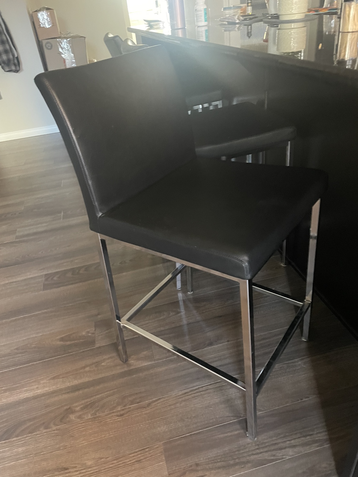 Set of 3 Black Bar Stools - photo 2