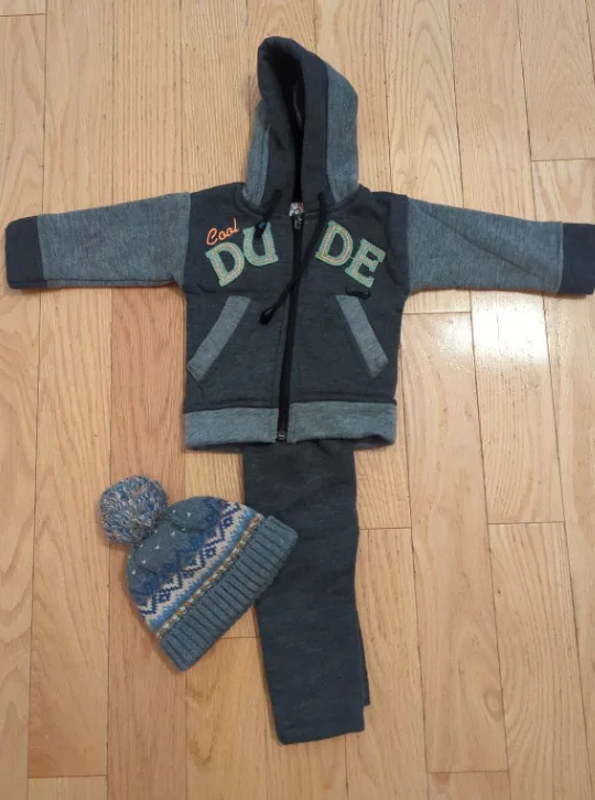 6-9 months Baby Boy Warm Hoodie, Pants & Hat Set image indicator(2)