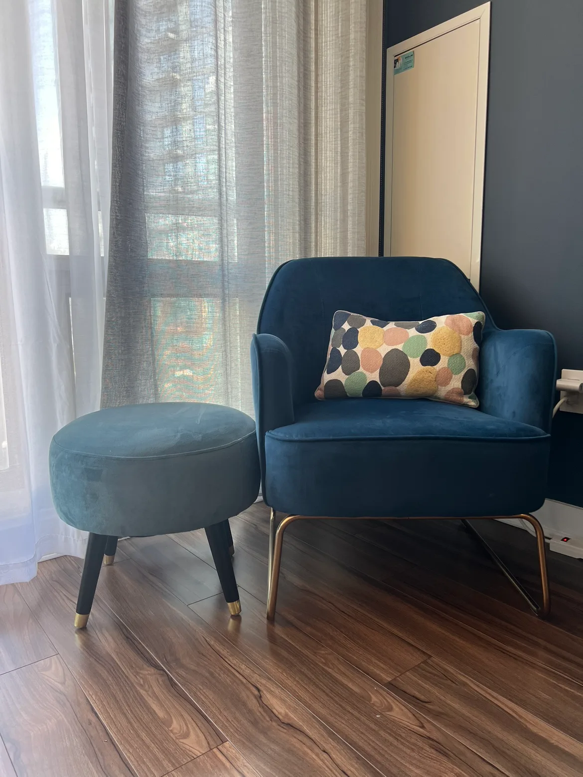 Structube Darah Velvet Armchair & Liv Ottoman thumbnail