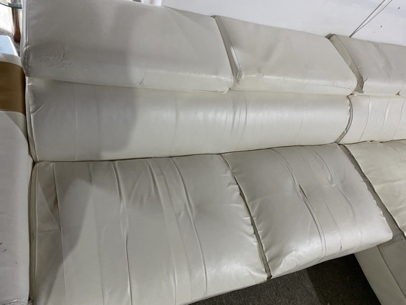 White Leather Sectional Sofa - photo 5