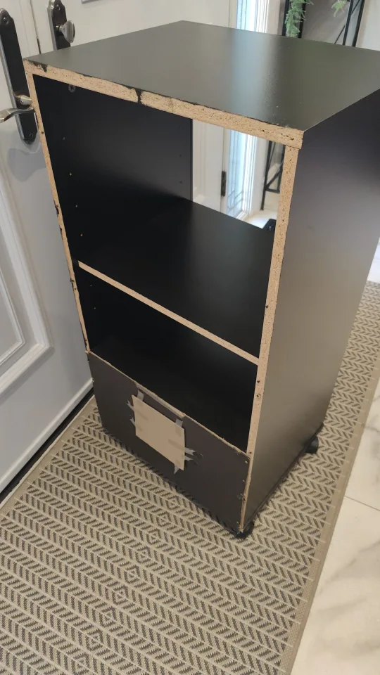 Black 3-Shelf Rolling Cabinet with Glass Doors image indicator(3)