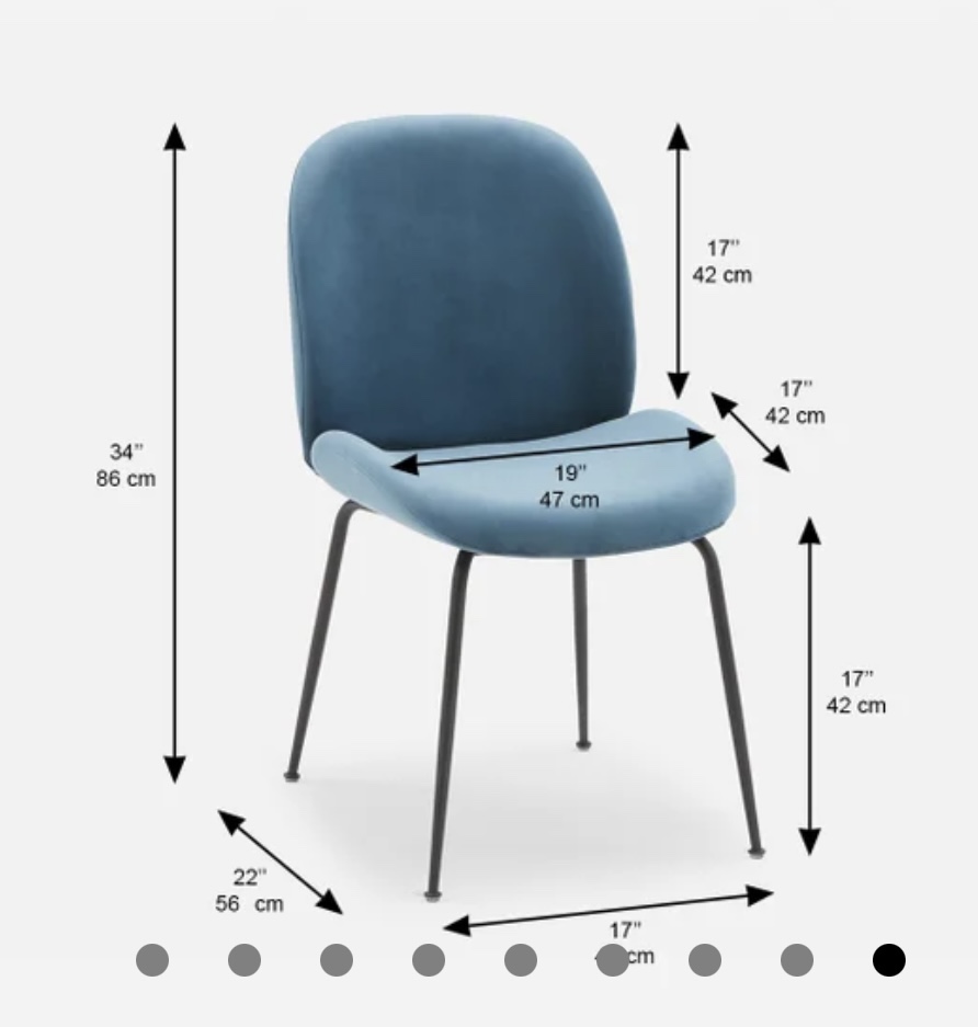 Structube Judith Velvet Dining Chairs (Blue) - photo 4