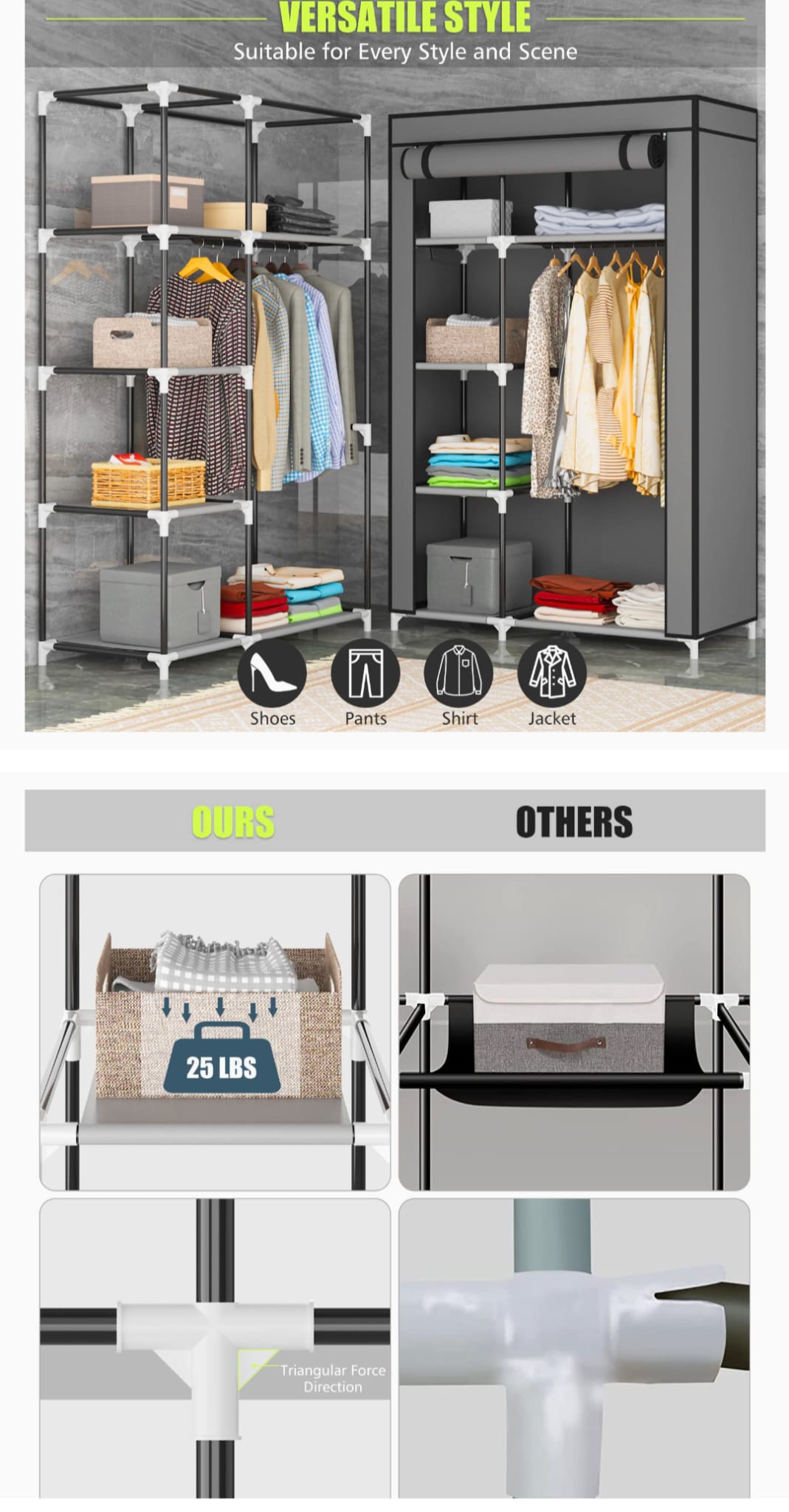 Portable Closet Storage Wardrobe - photo 4