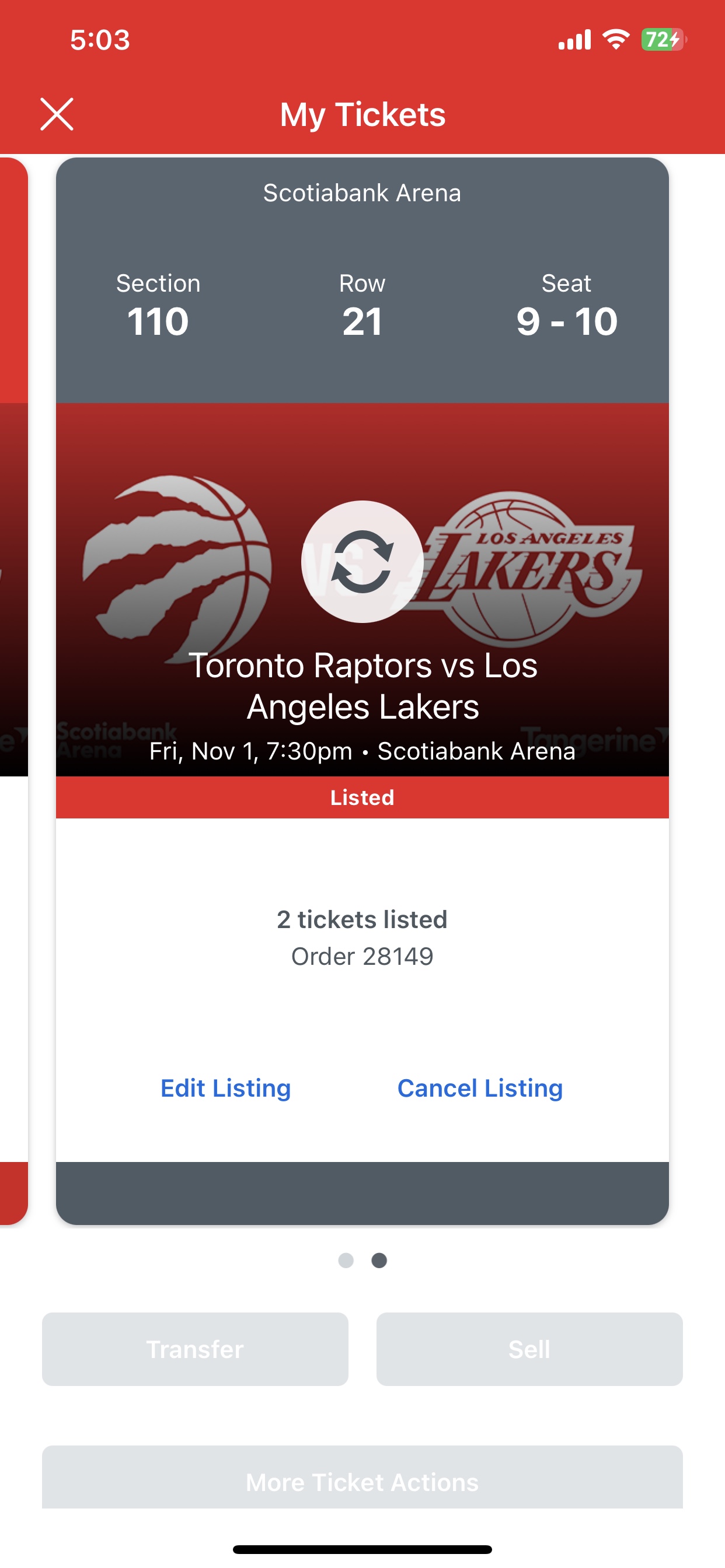 Toronto Raptors vs Los Angeles Lakers - Nov 1