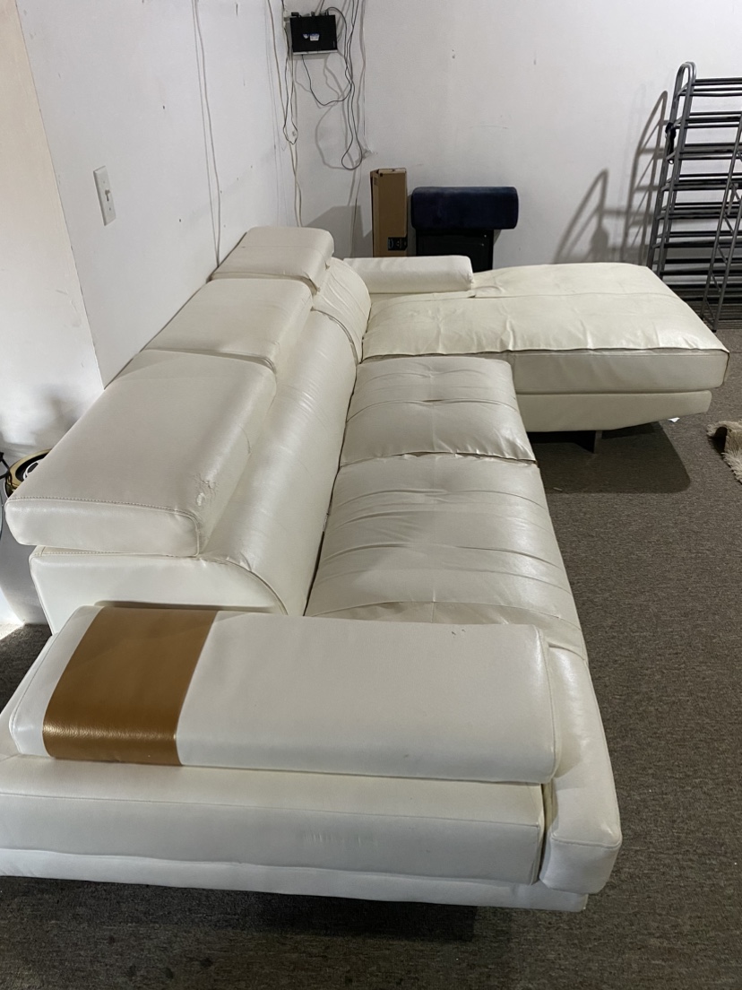 White Leather Sectional Sofa - photo 2