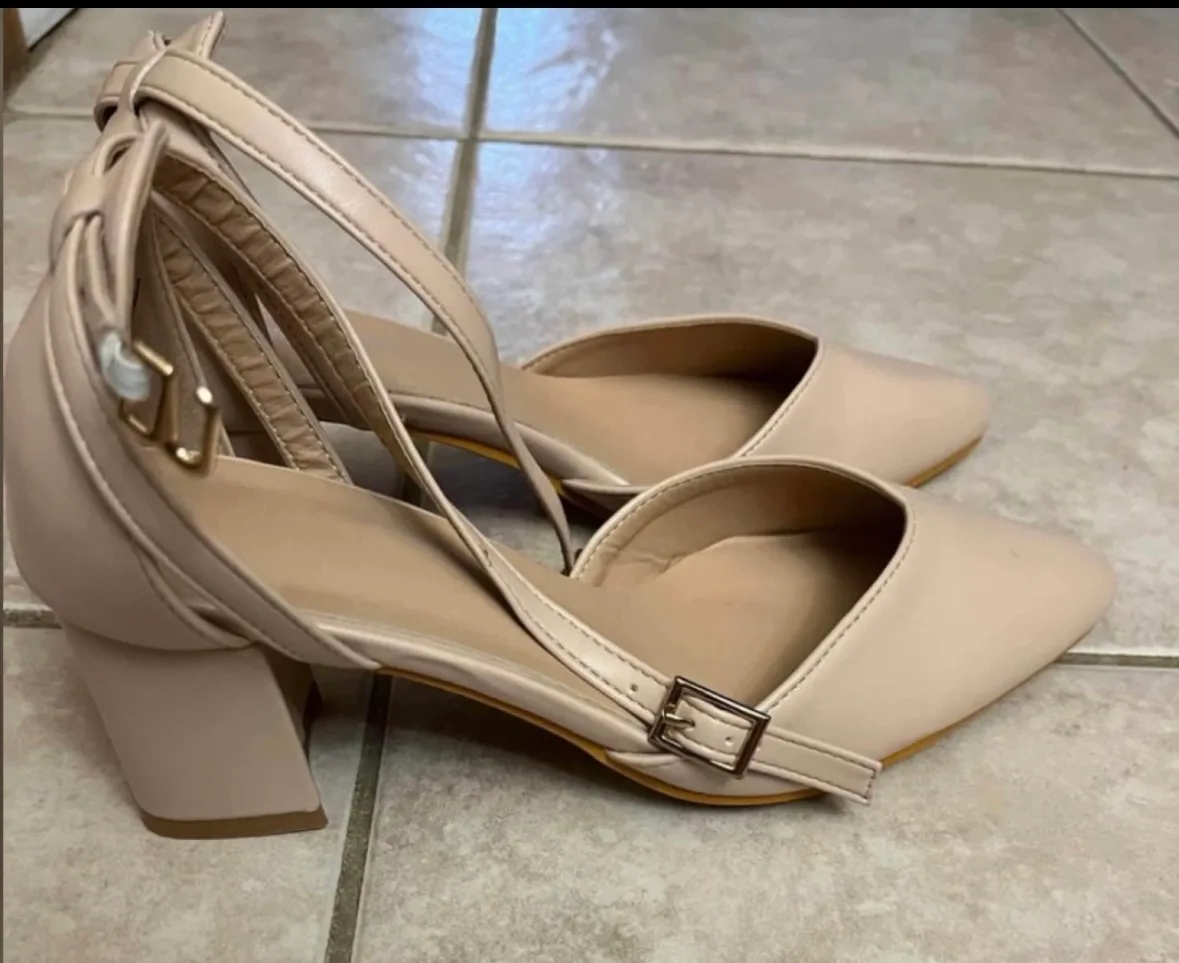 Point Toe Mid Heeled Ankle Strap Pumps size 6 image indicator(6)