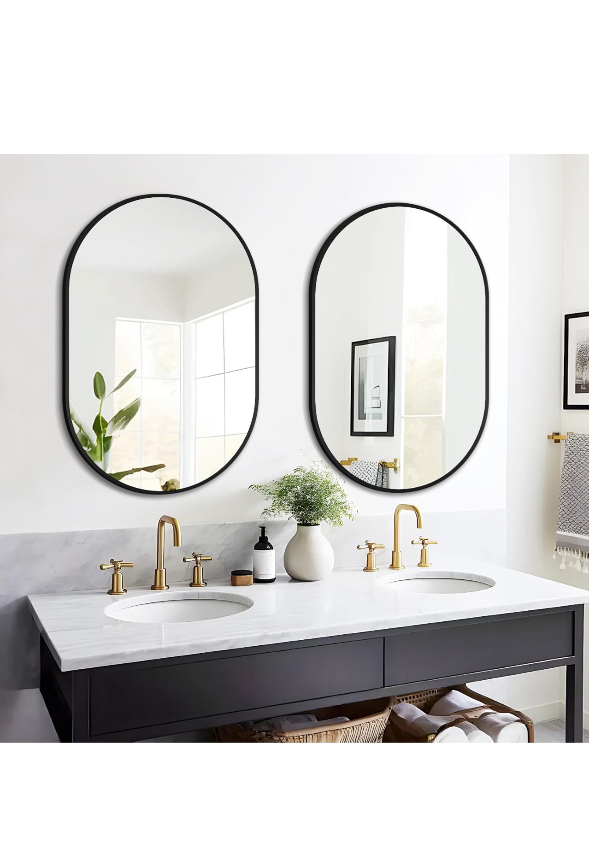Oval Wall Mirror with Black Frame - photo 3