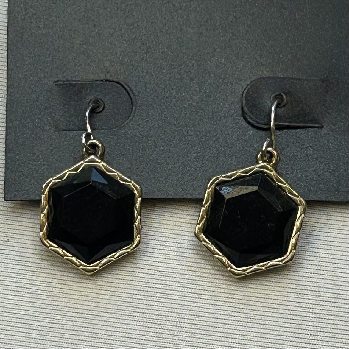 Vintage Y2K Geometric Onyx Necklace and Earrings Set - photo 3