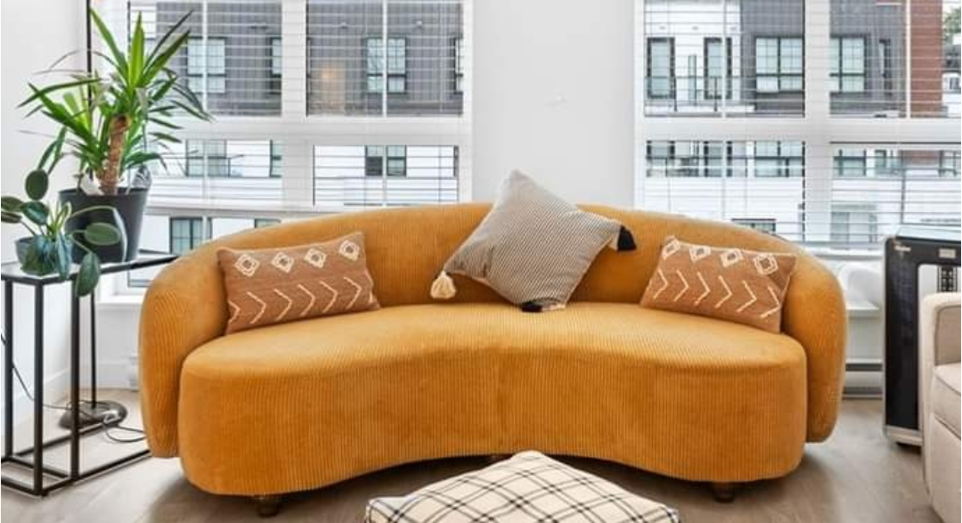 Brand new Mustard Yellow Curved Sofa - photo 3
