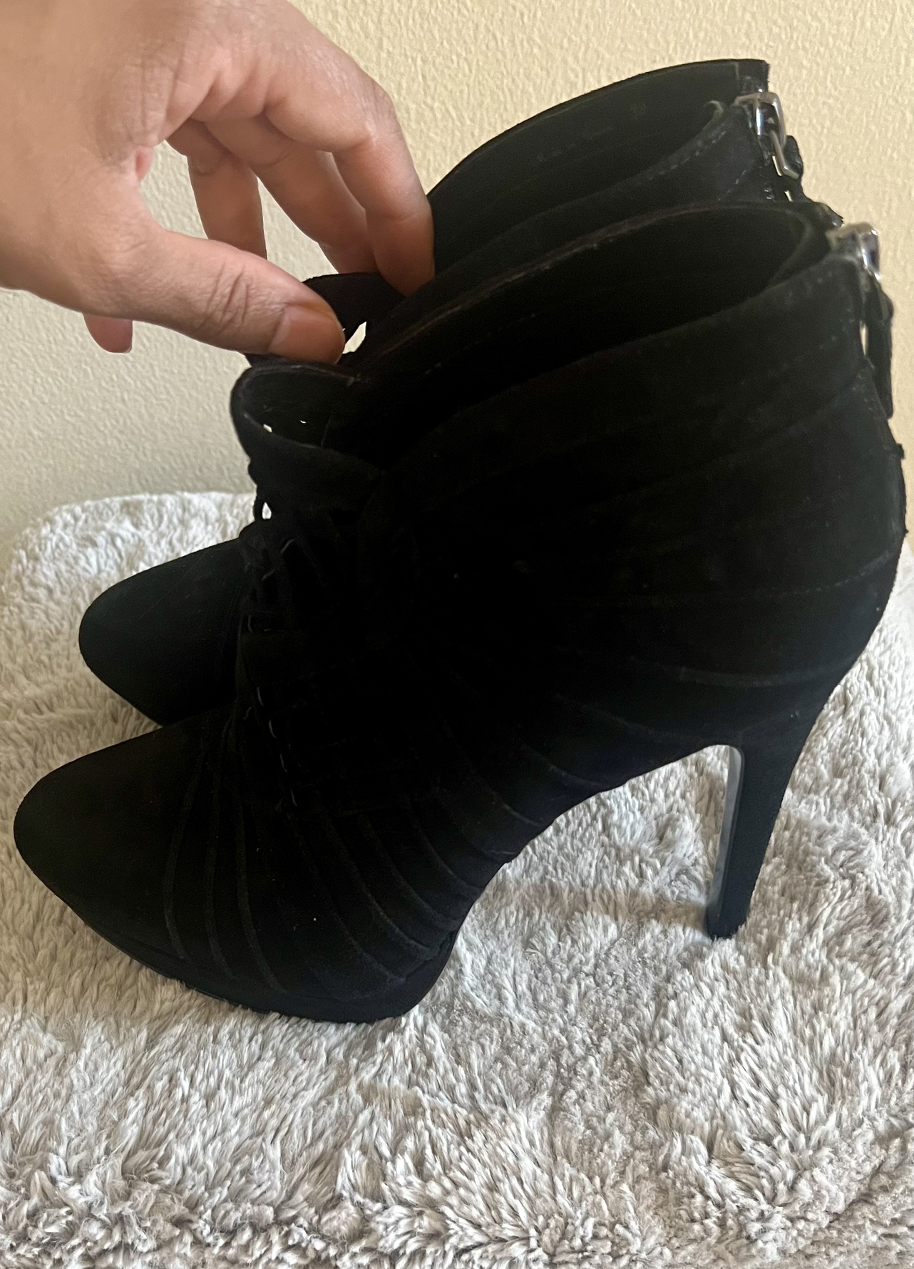 Ellie Tahari Black Suede Ankle Booties Size 39 - photo 3