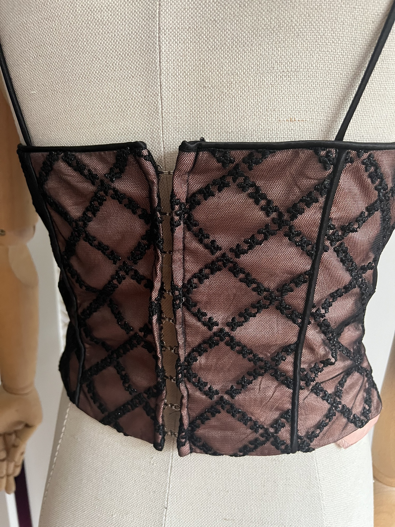 Black and pink Embroidered Corset Top - photo 3