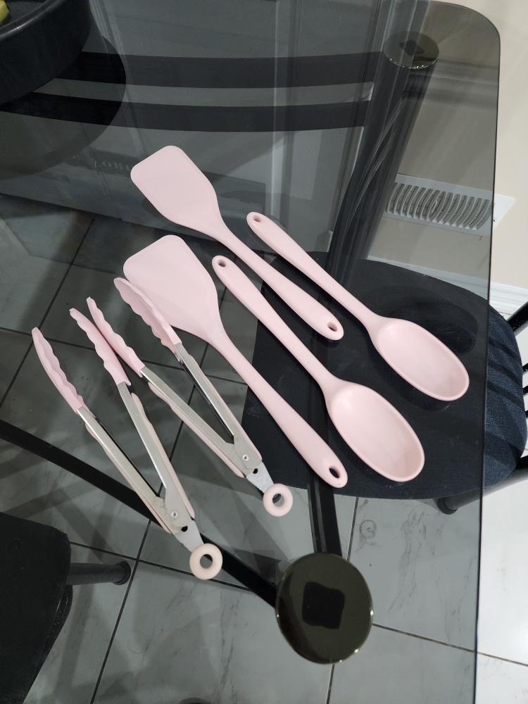 Pink Silicone Kitchen Utensil Set