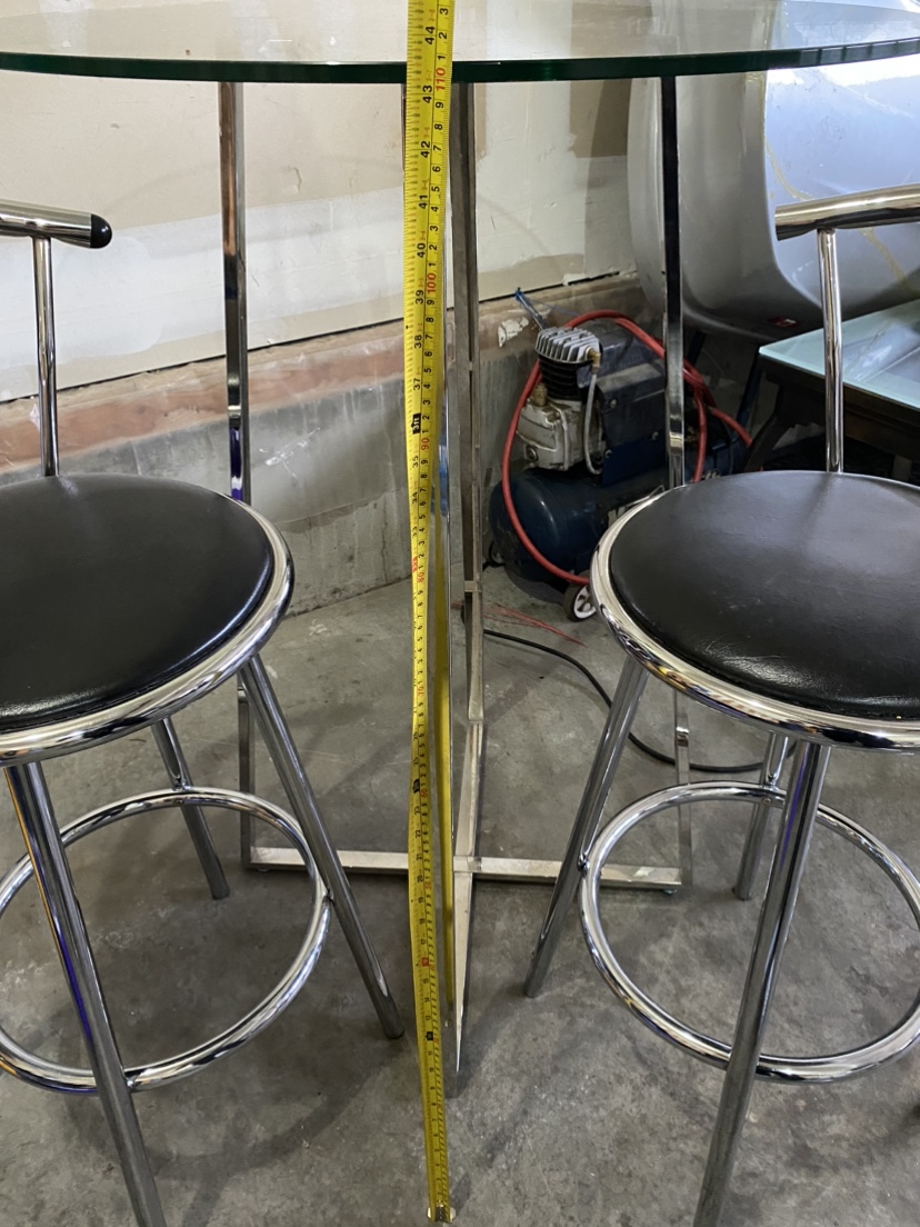 Glass Top Bar Table and Two Stools - photo 3