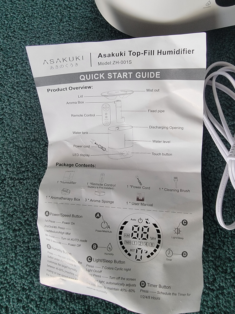 Asakuki Top-Fill Cool Mist Humidifier - photo 2