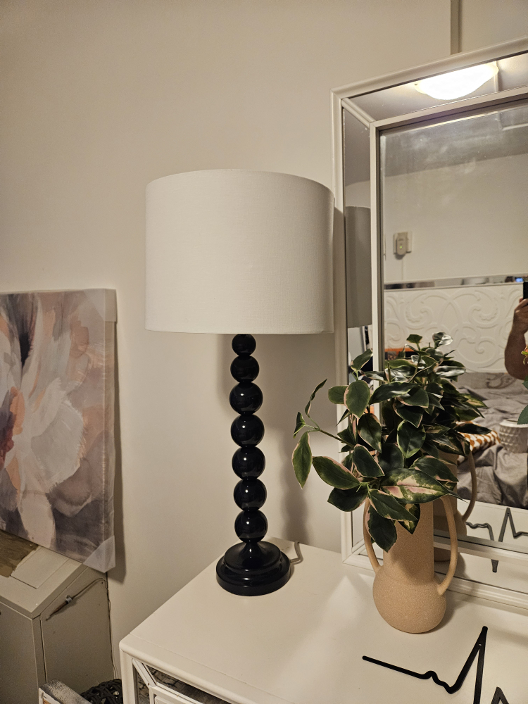 2 blue table lamps with a white shade (Large)