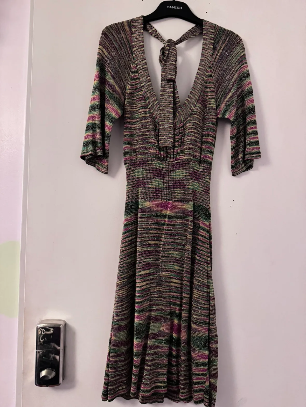 Striped Knit Dress with Tie Back image indicator(2)